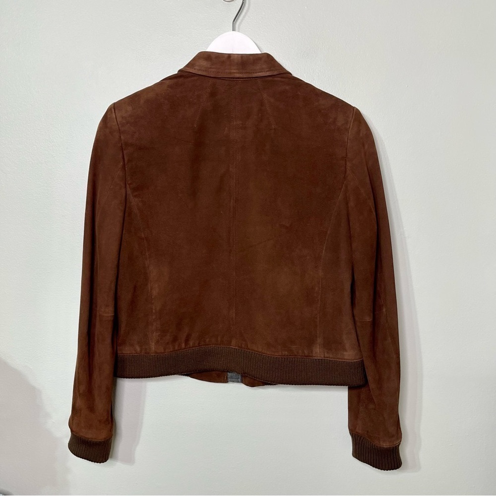 Talbots Brown Suede Leather Bomber Jacket Coat Women’s Size 14 - Picture 9 of 15